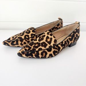 Cheetah Print Flats W/ chunky heel Franco Sarto Size 8.5 Leather Casual Tan